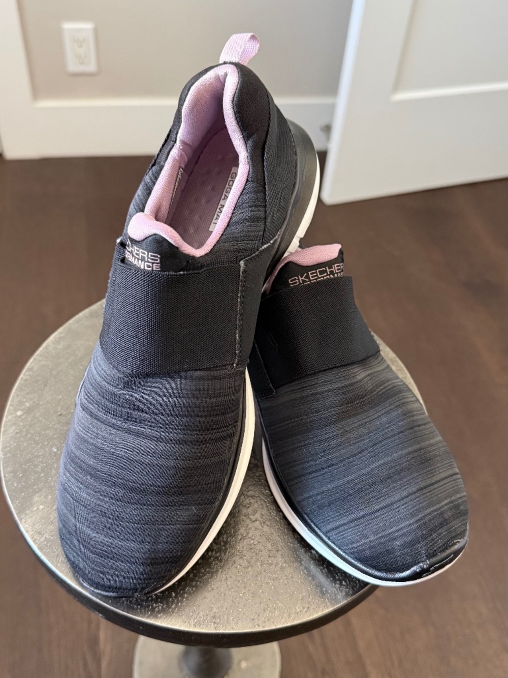 Skechers GOwalk Max Slip-On Walking Shoes Black Pink Goga Mat Women's 7